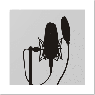 Studio Microphone Silhouette Posters and Art